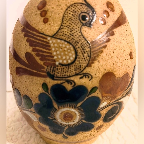 Vintage Floral Quail Bird Handmade Mexican Art Pottery Flower Vase Signed 8.25”T - Picture 8 of 8